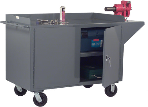 Durham 16 Gauge Welded Steel Mobile Bench Cabinet, 3400-95, 1 Shelf