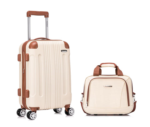 Rockland London Hardside Expandable Luggage with Spinner Wheels, White, 20"/14" 2pc Set