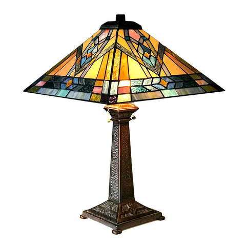 Chloe Lighting Michael Mission 2 Light Antique Dark Bronze Table Lamp 16" Shade