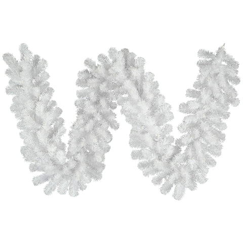 Vickerman 9' Crystal White Spruce Artificial Christmas Garland - Unlit - Faux Spruce Christmas Garland - Seasonal Indoor Home Decor - Reliable and Durable
