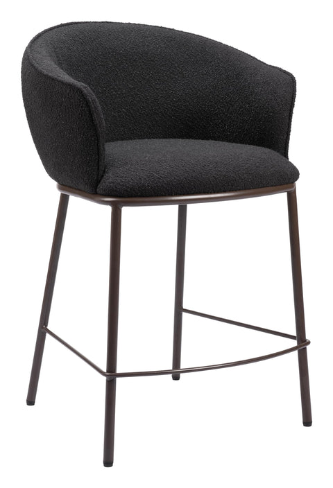 Zuo Essen Counter Stool Black & Bronze, Black Counter Stool, Modern Style, Textured Weave, Armrest Support, Plywood, Indoor Bar, 24.4" W x 24.8" D x 37" H