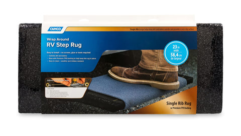 Camco 42909 Black Premium Wrap Around RV Step Rug (100% Polyester (22" x 23"))