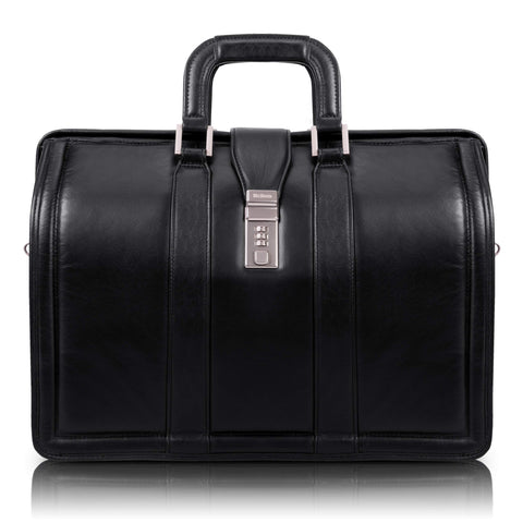McKlein, V Series, MORGAN, Top Grain Cowhide Leather, 17" Leather Litigator Laptop Briefcase, Black (83345)