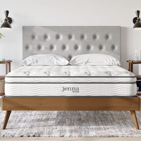 Modway MOD-5771-WHI Jenna 10" Innerspring and Memory Foam King Mattress, White