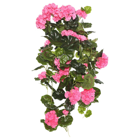 Vickerman Everyday Artificial Pink Geranium Hanging Bush 29" Long - Premium Faux Floral Decor for Wedding or Everyday Arrangements - Maintenance Free Flowers