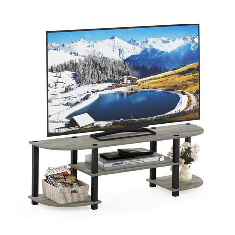 Furinno TURN-S-TUBE TV Stand, Wide Entertainment Center, TV Console for TV up to 55 Inch, for Living Room, Bedroom, Oak Grey