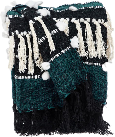 Parkland Collection Naina Eclectic Blue 52" x 67" Woven Handloom Throw