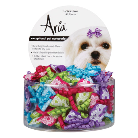 Aria Gracie Bows for Dogs, 48-Piece Canisters
