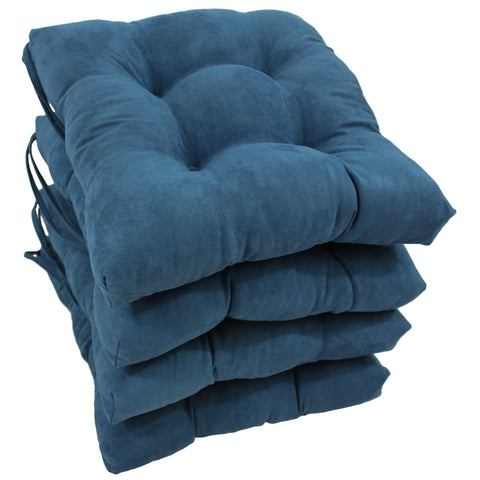 Blazing Needles 16-inch Microsuede Square Chair Cushion, 16" x 16", Indigo 4 Count