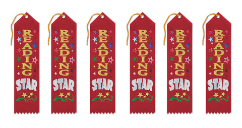 Beistle Reading Star Award Ribbons, 2 by 8-Inch, 6-Pack