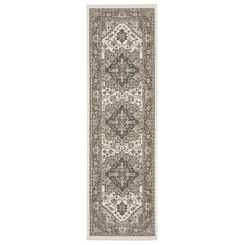 Oriental Weavers Maharaja Area Rug - 1144Y - 2'3" x 7'6" - in Ivory/Gold - Vintage Inspired, Stain Resistant, Family and Pet Friendly, Entryway, Hallway Runner Rug