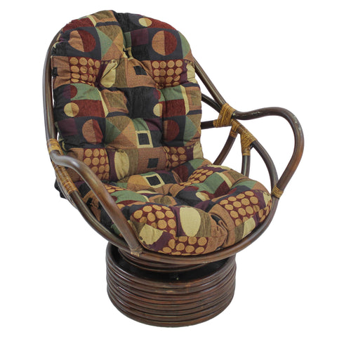 Blazing Needles Patterned Jacquard Chenille Swivel Rocker Chair Cushion, 48" x 24", Kaleidoscope