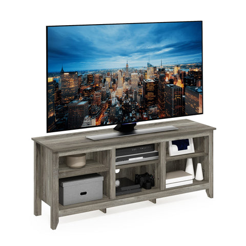 Furinno Jensen TV Stand with Shelf, 65-Inch, French Oak Grey