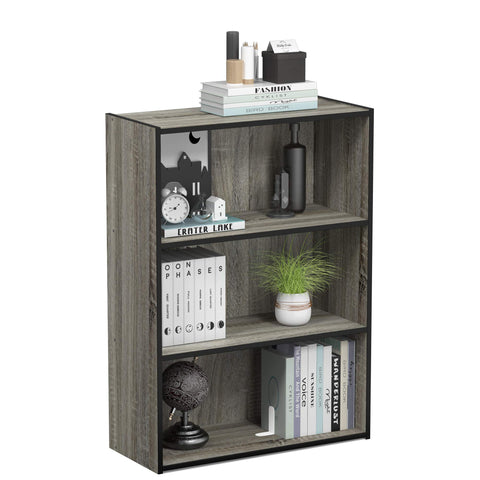 Furinno PASIR Book Shelf, 3-Tier Bookshelf, Storage Shelves Bookcase, 9.7 x 23.7 x 31.5, for Living Room, Bedroom, Home Office, French Oak
