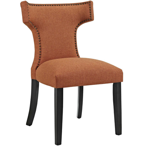 Modway Curve Mid-Century Modern Upholstered Fabric Dining Chair With Nailhead Trim In Orange, (Model: EEI-2221-ORA)