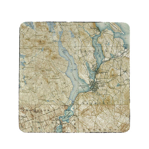 Betsy Drake CT309 4 x 4 in. Lake Winnisquam44; NH Nautical Map Coaster - Set of 4