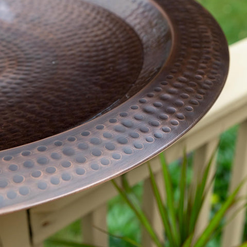 Achla Designs BBHC-23P 23" Hammered 4x4 Post birdbath, Copper Plated