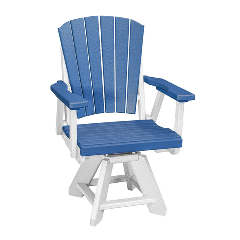 American Furniture Classics Dining Height Swivel Arm Chair in Blue/White