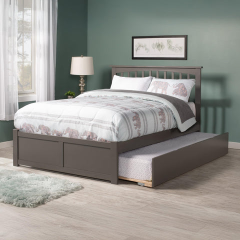 AFI, Mission Queen Platform Bed with Footboard & Twin XL Trundle, Grey