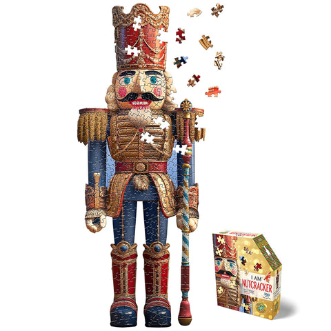 Madd CAPP: I Am Nutcracker - 300 Piece Puzzle - Holiday Decor-Shaped Jigsaw, 12x29 Finished Size, Poster Reference, Educational Fun Fact Booklet
