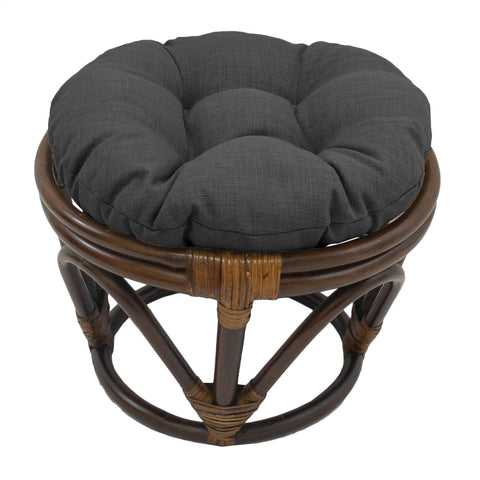 International Caravan Bali Papasan Footstool with Cushion Cool Grey