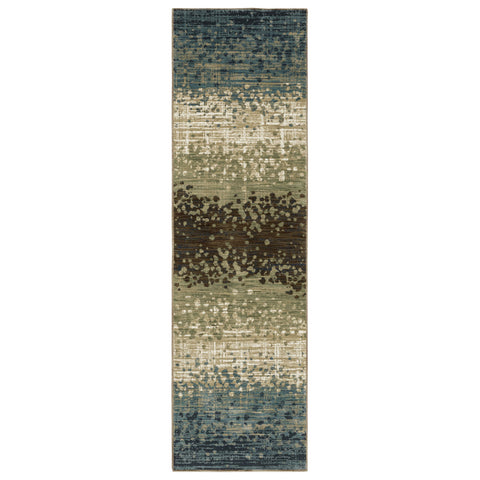 Oriental Weavers Reed Area Rug - RE08A - 2'3" x 7'6" - in Blue/Brown - Modern Style, Stain Resistant, Family and Pet Friendly, Entryway, Hallway Runner Rug
