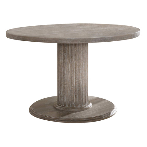 Acme Gabrian Dining Table w/Single Pedestal in Reclaimed Gray