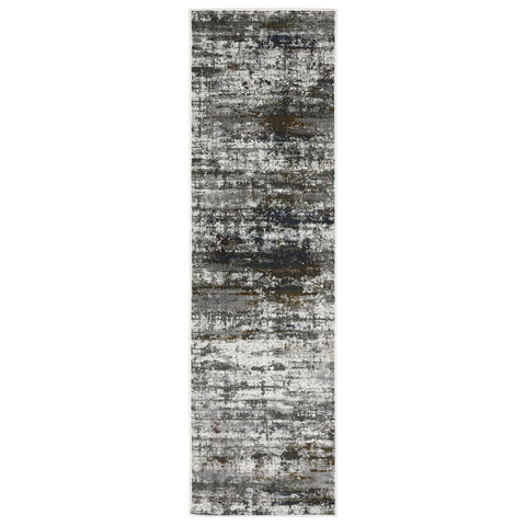 Oriental Weavers Gemini Area Rug - 4151U - 2'3" x 7'6" - in Charcoal/Grey - Modern Style, Stain Resistant, Family and Pet Friendly, Entryway, Hallway Runner Rug