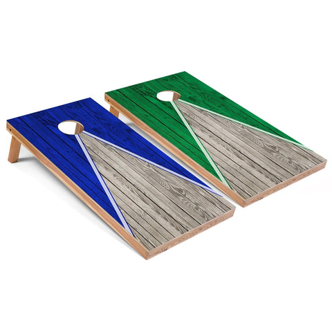 Skip's Garage Royal and Kelly Pyramid All-Weather Cornhole Boards - PVC - Include CASE + Hole Lights