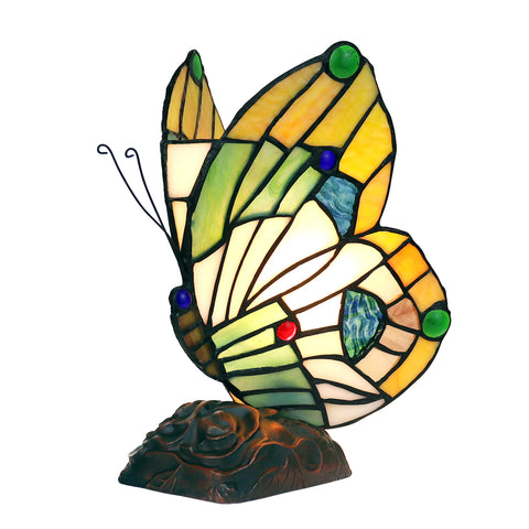 Chloe Lighting Kacy 2 Tiffany-Style 1 Light Butterfly Accent Table Lamp 10" Tall