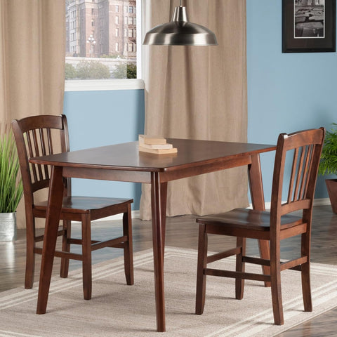 Oakestry Shaye 3-Piece Wood Dining Set, Walnut Compact Table with Matching Chairs, Solid Wood Construction, Modern Space-Saving Kitchen & Dining Furniture for Apartments and Small Homes