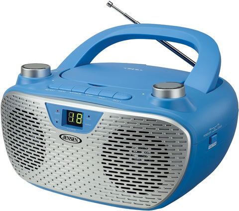 JENSEN CD-485-BL CD-485 1-Watt Portable Stereo CD Player with AM/FM Radio (Blue)