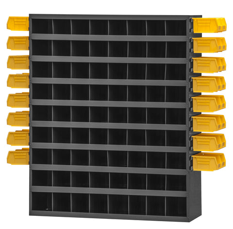 72 Opening Bin With Side Louvered Panels To Hold Hook-On Bins And Optional Tray Shelf Accessory Modular With Most 12 Inch Deep Bins And Drawer Cabinets Optional Doors Base And Bin Labels Gray