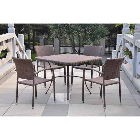 International Caravan 5 Piece Patio Dining Set in Chocolate
