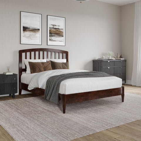 AFI, Quincy Full Solid Wood Low Profile Platform Bed, Walnut