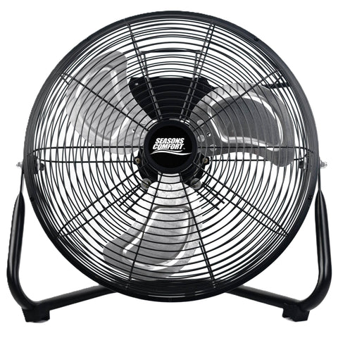 Seasons Comfort 14 Inch High Velocity Heavy Duty Fan, Black, 3 Speeds, 360 Degree Tilt, Carry Handle, 60 W - Metal Industrial Floor Fan for Home, Office & Worksite