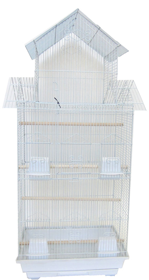 YML Tall Pagoda TOP Small Bird CAGE, 18 X 14 X 42.5-in, Large, White