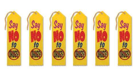 Beistle Say No to Drugs Award Ribbons, 2 by 8-Inch, 6-Pack