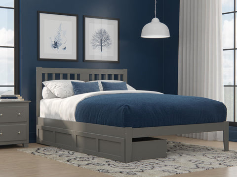 Tahoe Queen Bed with USB Turbo Charger and 2 Extra Long Drawers in Grey