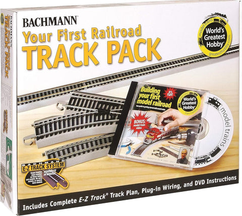 Bachmann Trains Snap-Fit E-Z TRACK WORLD’S GREATEST HOBBY FIRST RAILROAD TRACK PACK - NICKEL SILVER Rail With Grey Roadbed - HO Scale Medium