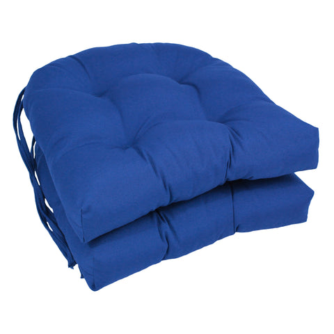 Blazing Needles Solid Twill U-Shaped Tufted Chair Cushions (Set of 2), 16", Royal Blue