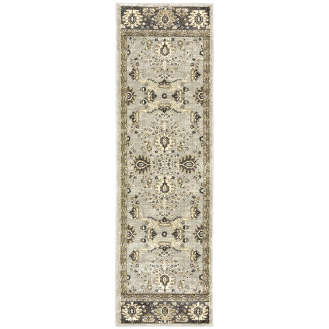 Oriental Weavers Florence Area Rug - 4928C - 2'3" x 7'6" - in Stone/Brown - Vintage Inspired, Stain Resistant, Family and Pet Friendly, Entryway, Hallway Runner Rug