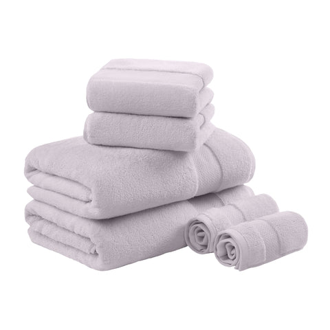 Madison Park Turkish 100% Cotton Towel Set, 600Gsm Luxury Premium Weight, Soft Absorbent Hotel Bathroom Shower Hand Face Washcloths, Assorted Sizes Lavender 6 Piece