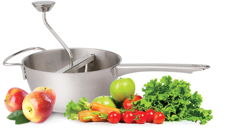 HIC Kitchen Food Mill, 4 Interchangeable Texture Disc Blades, Coarse to Extra Fine, 18/8 Stainless Steel, 2-Quart Capacity