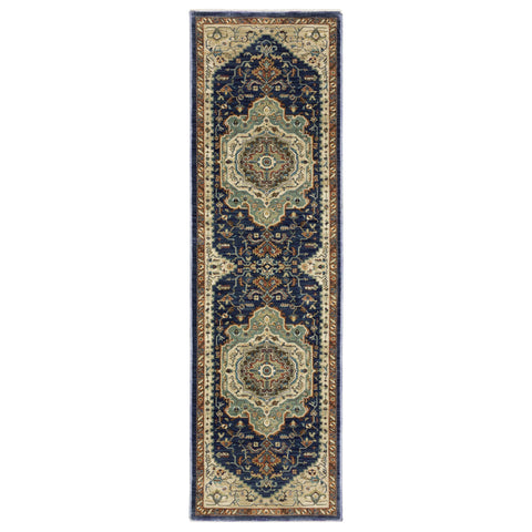 Oriental Weavers Francesca Area Rug - FR09F - 2'3" x 7'6" - in Blue/Multi - Vintage Inspired, Stain Resistant, Family and Pet Friendly, Entryway, Hallway Runner Rug