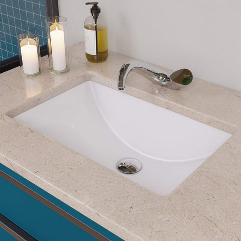 EAGO BC227 Ceramic 22"x15" Undermount Rectangular Bathroom Sink, White