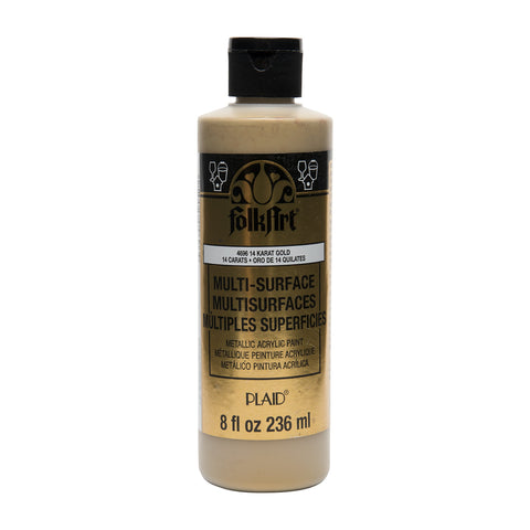FolkArt Multi Surface Specialty Effect Paint in Assorted Colors (8 oz), Metallic 14K Gold