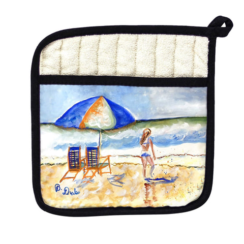 Beach Chairs & Girl Pot Holder - 9x9