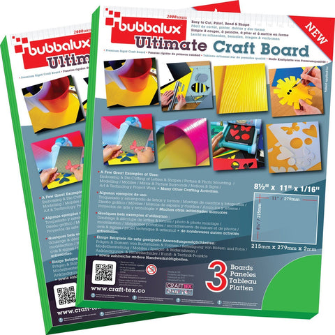 Floortex FPBU118GN2 CraftTex Bubbalux Green Craft Board-2 Packs of 3 Letter Size Sheets, 8.5 x 11