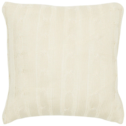 Rizzy Home Cable Knit 18" x 18" Cotton Pillow Cover in Ivory